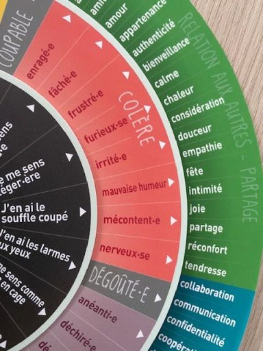 Roue des verbes avec différentes conjugaisons en français.